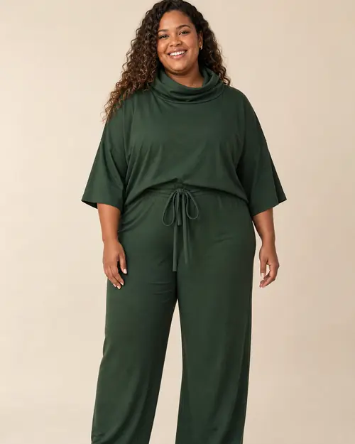 Conjunto blusa com gola removível e pantalona