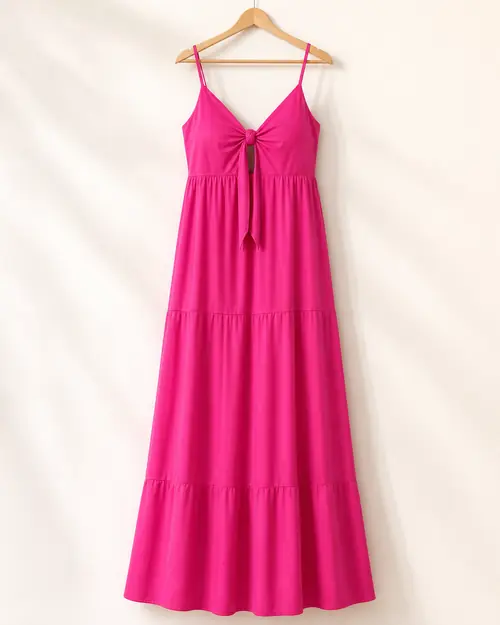 Vestido longo nó no busto